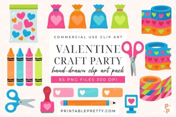Download Valentine Craft Party Clipart PNG Set - Craft Collection