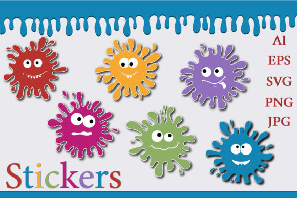 Download Stickers and Clip Art Color Blots Monste - Blots Collection