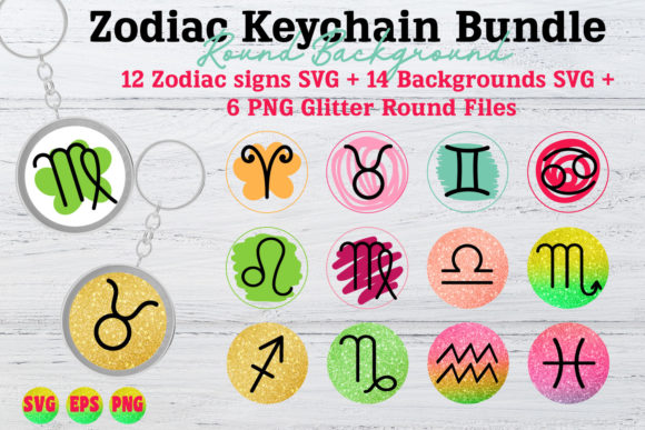 Download Zodiac Signs Keychain Bundle, Glitter - Glitter Collection