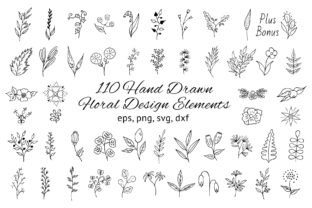 Download 110 Hand Drawn Floral Design Elements - Elements Collection