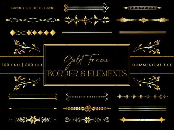 Download Gold Frame Border and Elements Clipart - Elements Collection