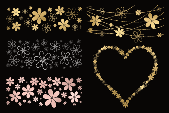 Download PNG Gold, Silver, Rose Floral Overlays - Overlay Collection