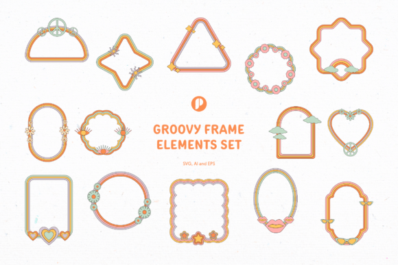 Download Warm Groovy Frame Elements Set - Elements Collection