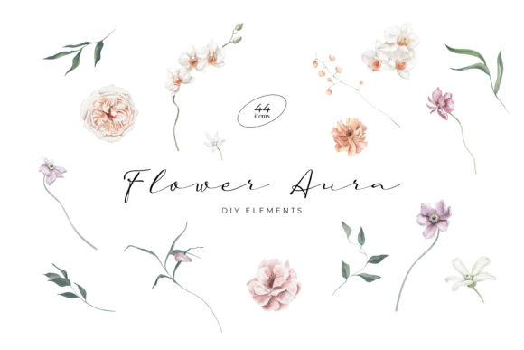 Download Flower Aura Watercolor DIY Elements - Elements Collection